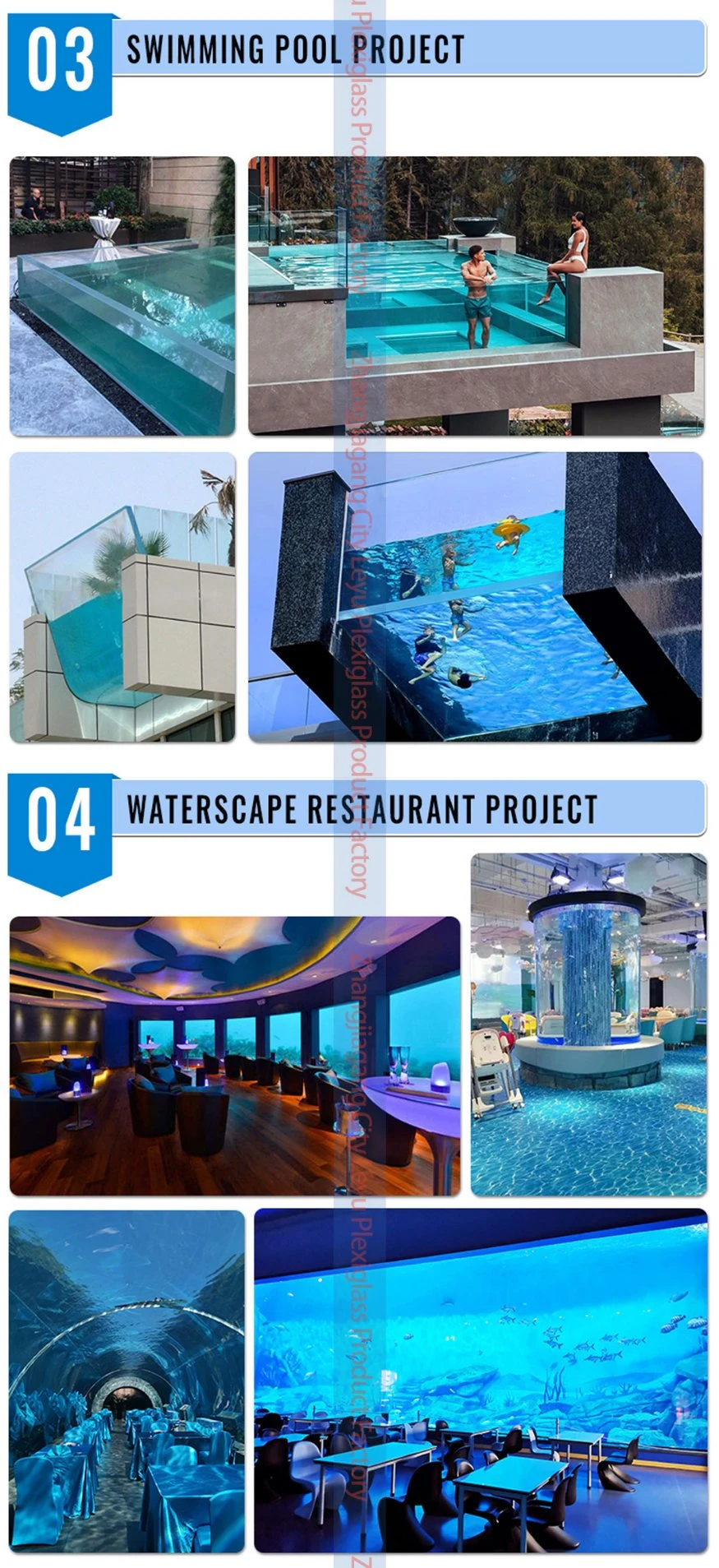 Outdoor Acrylic Panel for Aquarium Swimming Pool Wall