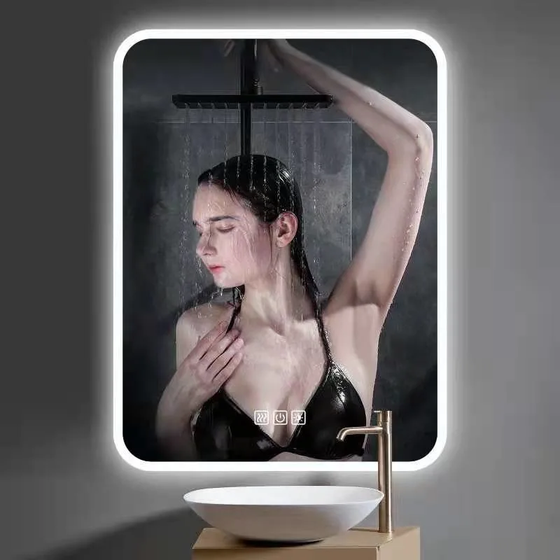 Rectangle Wall Decorative LED Light Bath Mirror Wholesales Acrylic Frame Mirror